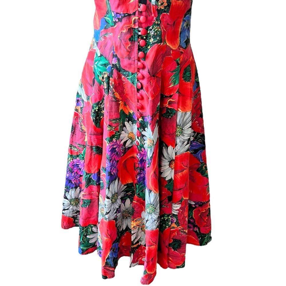 vintage 90’s sleeveless retro floral print dress - Picture 3 of 8